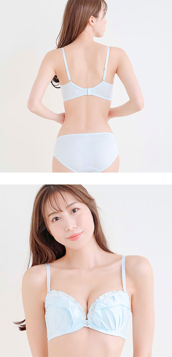 パンキュート 脇肉を谷間に変える脇高ブラ マットサテンフリル ブラセット ABCDEF 盛り胸 谷間 グラマー アンダー大きいサイズ