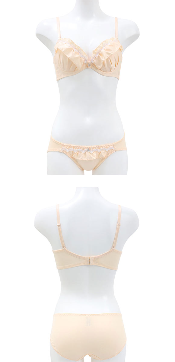 パンキュート 脇肉を谷間に変える脇高ブラ マットサテンフリル ブラセット ABCDEF 盛り胸 谷間 グラマー アンダー大きいサイズ