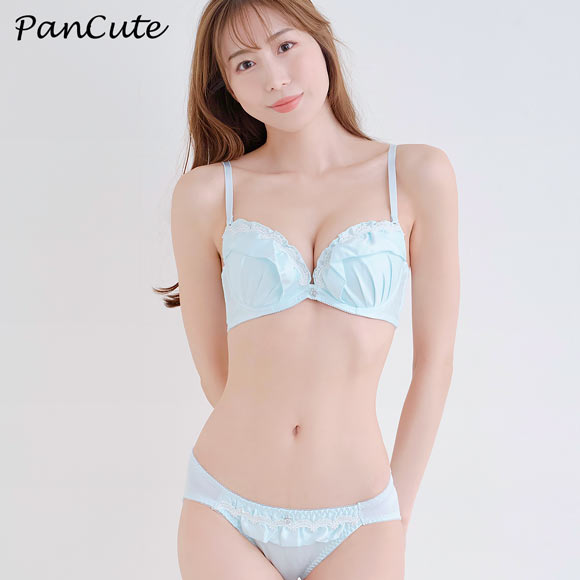 パンキュート 脇肉を谷間に変える脇高ブラ マットサテンフリル ブラセット GHI65-95 脇寄せ グラマー アンダー大きいサイズ 美胸