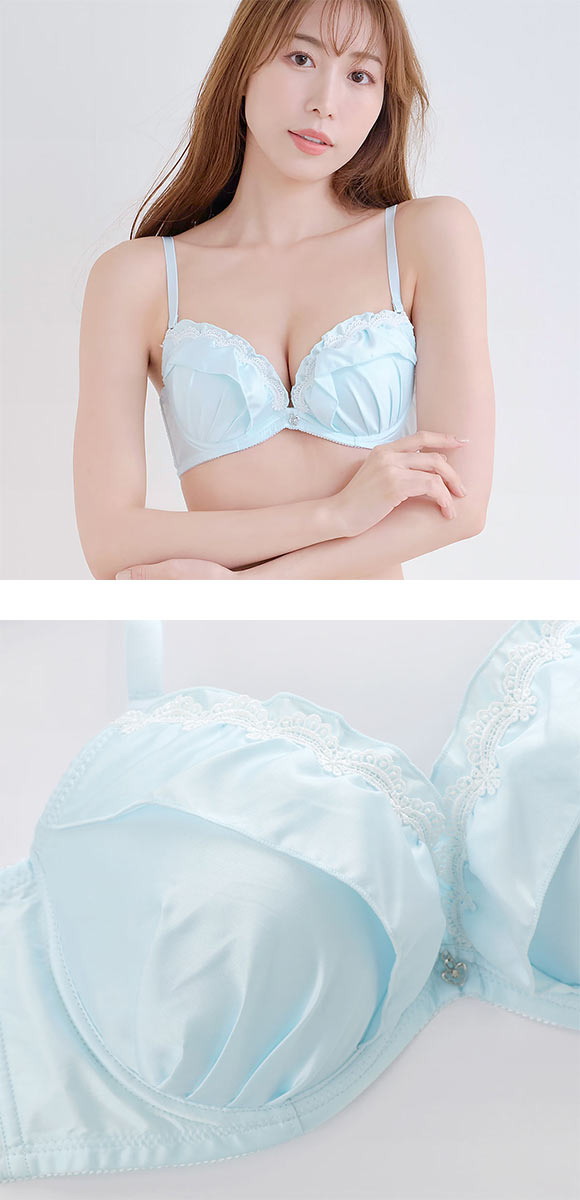 パンキュート 脇肉を谷間に変える脇高ブラ マットサテンフリル ブラセット GHI65-95 脇寄せ グラマー アンダー大きいサイズ 美胸