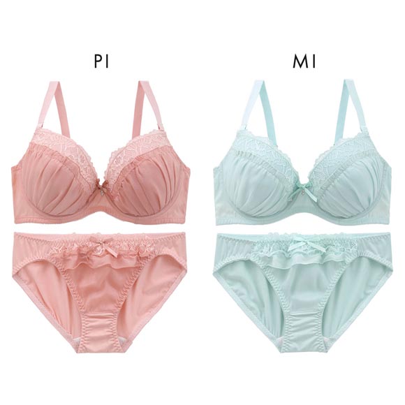 パンキュート トウィンクルシフォンレース ブラセット GHI65-95 大きいサイズ グラマー ブラジャー ショーツ セット 下着 PANCUTE