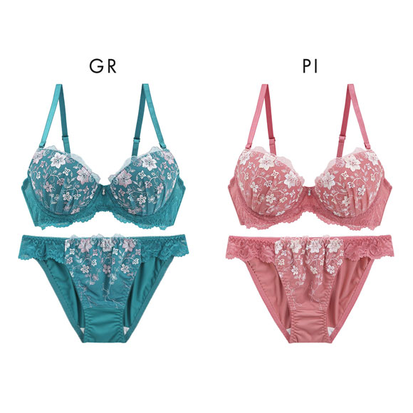 パンキュート ノスタルジックフラワー ブラセット ABCDEF 大きいサイズ グラマー 脇高 谷間 ブラセット ブラジャー ショーツ エレガント