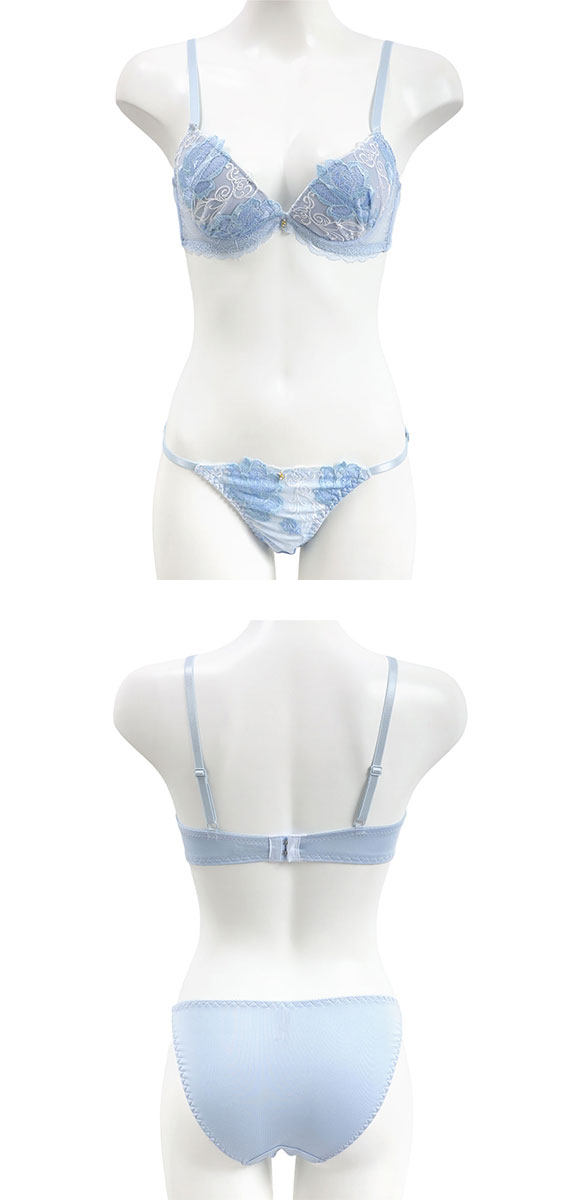 エレガント ロージー刺繍 ブラセット ABCDEF グラマー アンダー大きいサイズ 脇肉 谷間 美胸 L字 谷間 盛り胸 パッド内蔵 Elegante