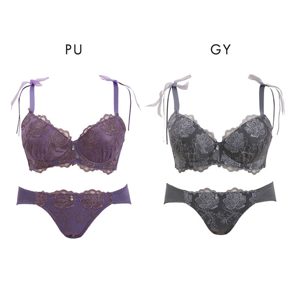 エレガント ロージーレースリボン ブラセット GHI65-95 大きいサイズ グラマー 盛り 脇寄せ 着やせ 谷間 盛り胸 寄せ上げ Elegante