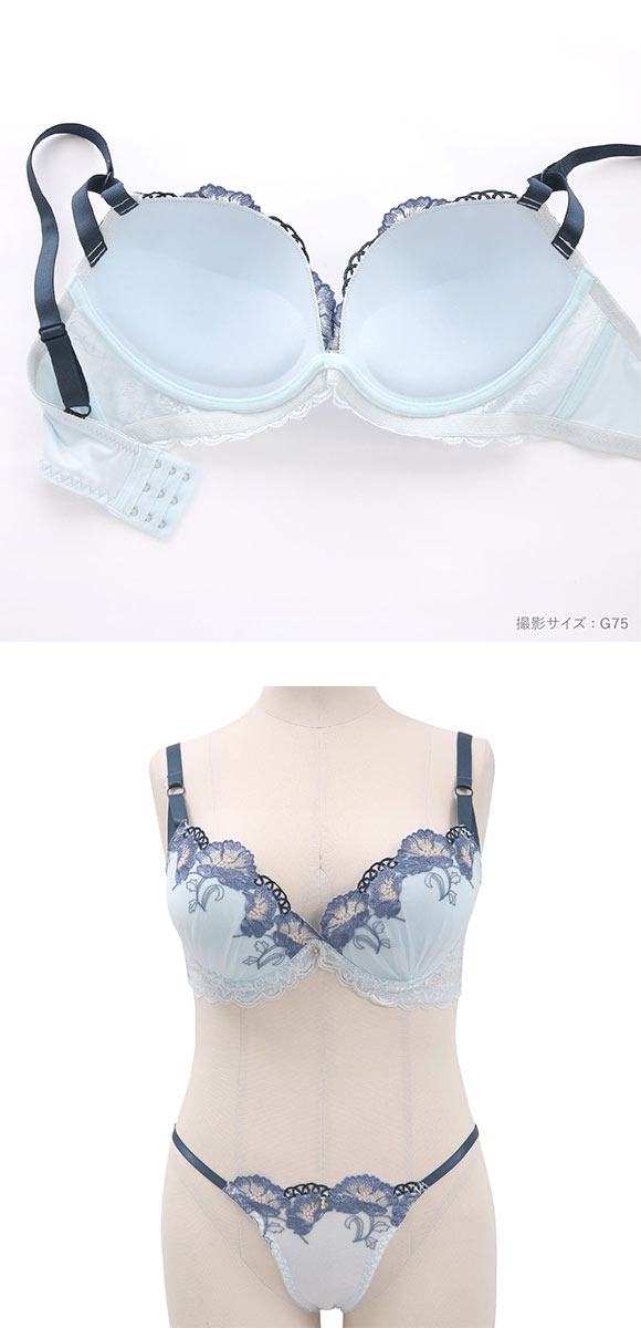 エレガント ラメフローラルレース ブラセット CDEF80-95 大きいサイズ グラマー 盛り胸 谷間 ブラジャー ショーツ Elegante