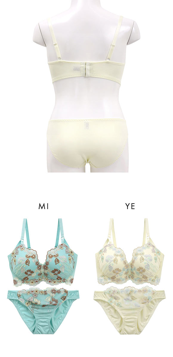 パンキュート チャーミングピオニー ブラセット CDEF80-95 大きいサイズ グラマー リフトアップ ブラジャー ショーツ セット