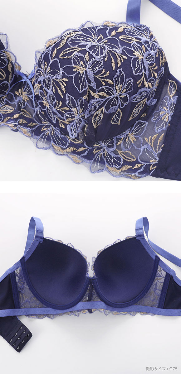 エレガント フラワーガーデン ブラセット GHI65-95 大きいサイズ グラマー ブラジャー ショーツ セット まる胸 パッド内蔵 Elegante