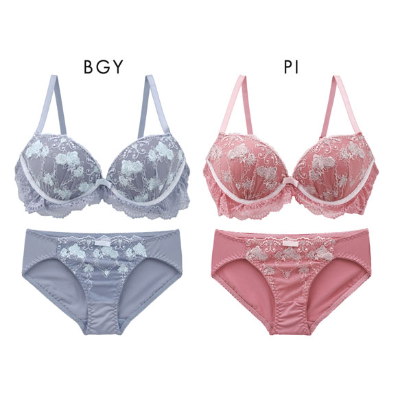 エレガント ロマンティックローズ ブラセット ABCDEF 大きいサイズ グラマー 盛り ブラジャー ショーツ セット 脇寄せ L字 谷間 Elegante