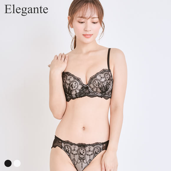 エレガント プリティキャット ブラセット CDEF80-95  大きいサイズ グラマー 盛り ブラジャー ショーツ セット Elegante