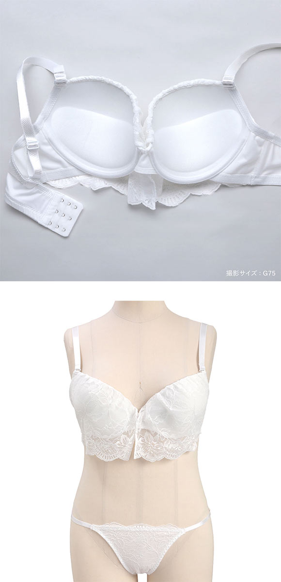 エレガント カバーレーシー ブラセット GHI65-95 大きいサイズ グラマー ブラジャー ショーツ セット 谷間 盛り 下厚パッド Elegante