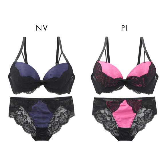 エレガント ジャガードサテンレース ブラセット ABCDEF 美胸 大きいサイズ グラマー 盛り胸 谷間 脇寄せ セット Elegante