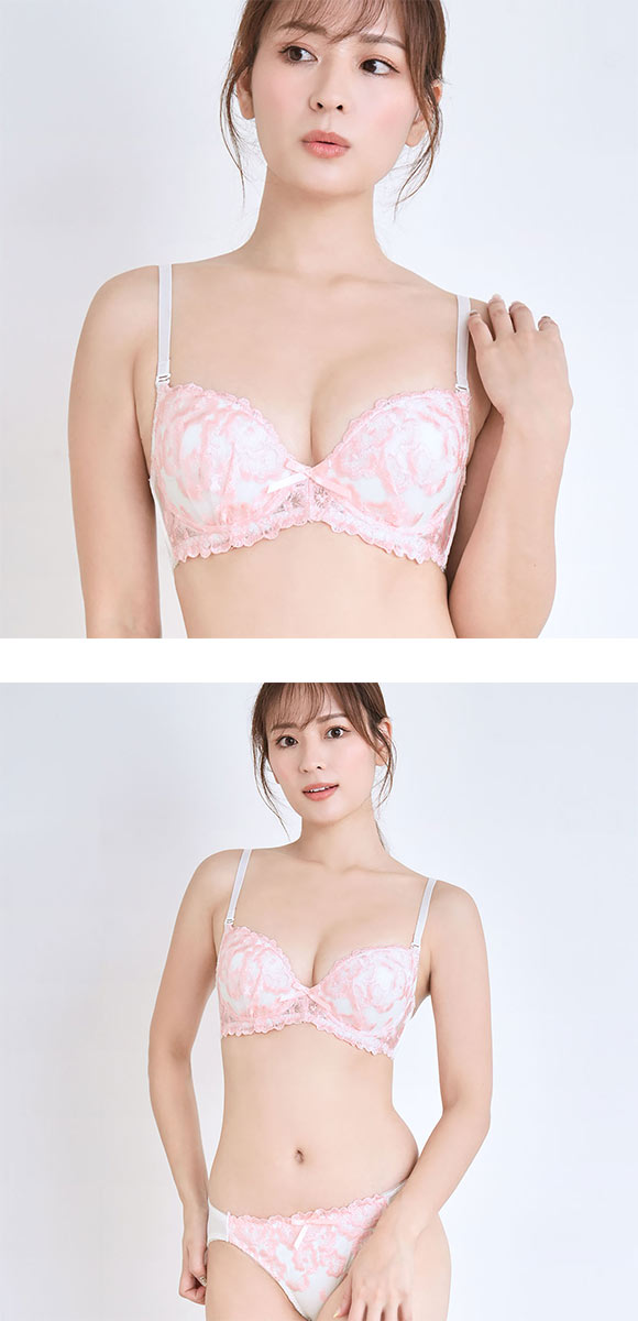 エレガント フラワーブーケレース ブラセット ABCDEF 大きいサイズ グラマー ブラジャー ショーツ セット 谷間 Elegante