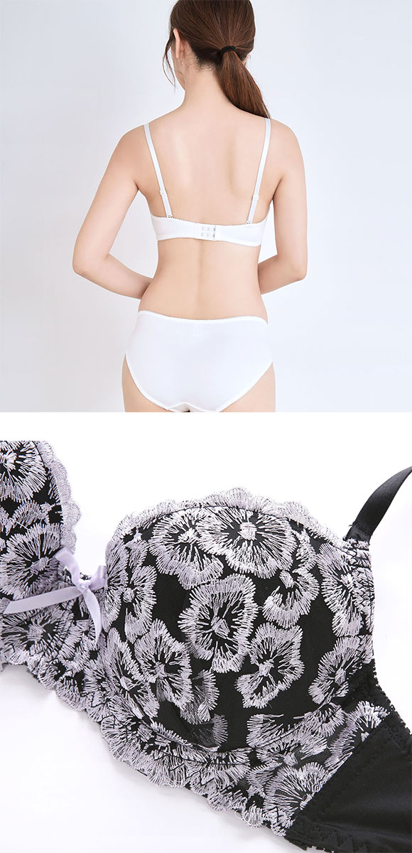 エレガント フラワーブーケレース ブラセット ABCDEF 大きいサイズ グラマー ブラジャー ショーツ セット 谷間 Elegante