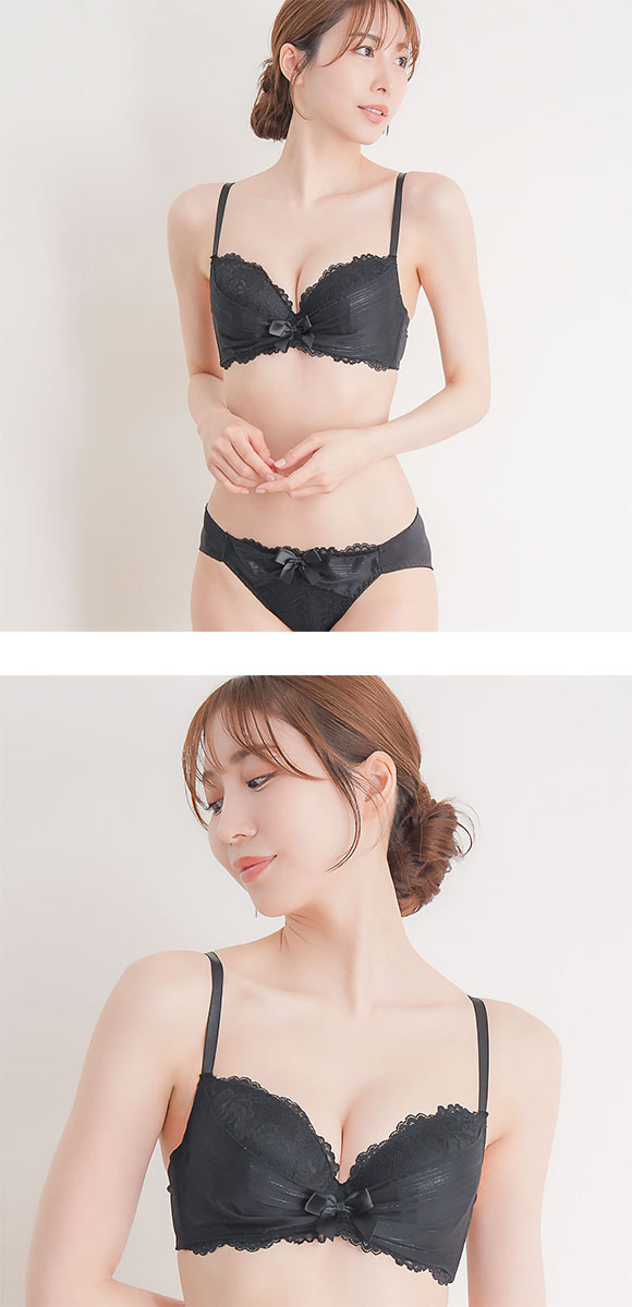 エレガント ラメジョーゼットレース ブラセット CDEF80-95 大きいサイズ グラマー 盛り胸 谷間 ブラジャー ショーツ Elegante