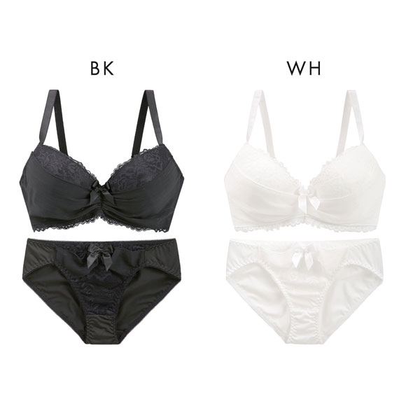 エレガント ラメジョーゼットレース ブラセット GHI65-95 大きいサイズ グラマー 盛り胸 谷間 ブラジャー ショーツ Elegante