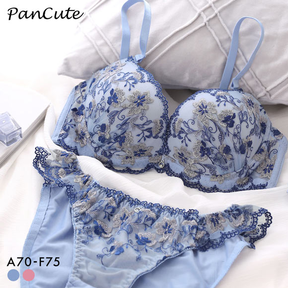 パンキュート フラワーアーチレース ブラセット ABCDEF 下厚パッド 盛り胸 寄せ上げ 大きいサイズ PANCUTE