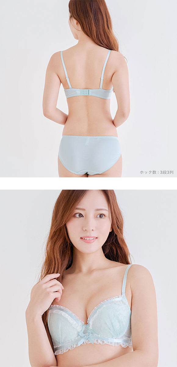 パンキュート レースフリルフェミニン ブラセット BCDEF80-95 大きいサイズ グラマー ブラジャー ショーツ セット PANCUTE