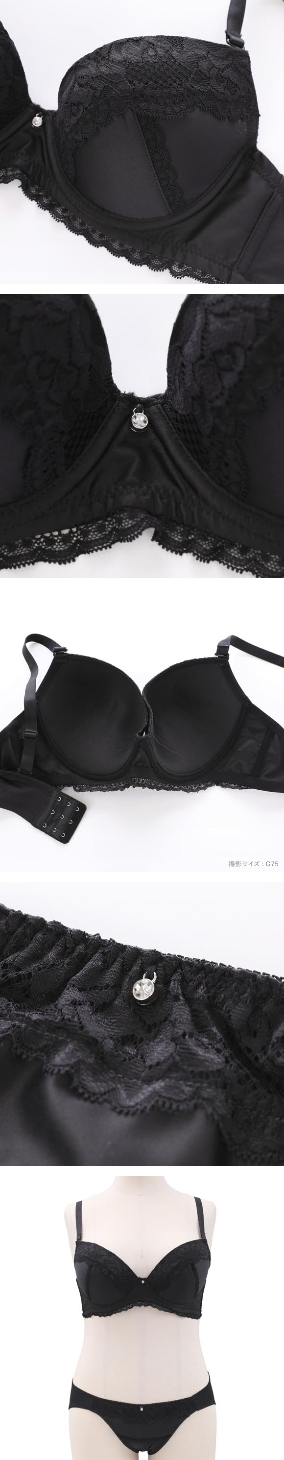 エレガント マットサテンレース ブラセット BCDEF80-95 大きいサイズ グラマー ブラジャー ショーツ セット Elegante 下着