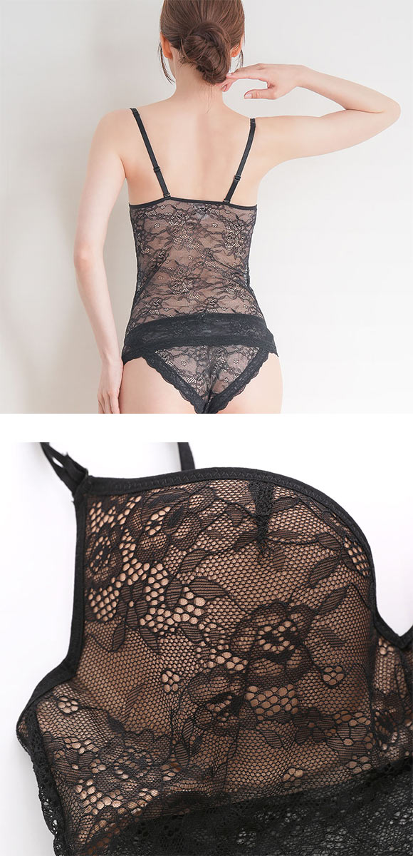 エレガント 楽盛り 総レースブラキャミ ショーツ セットアップ SML カップ付き ワイヤー入り ブラトップ グラマー SML  Elegante