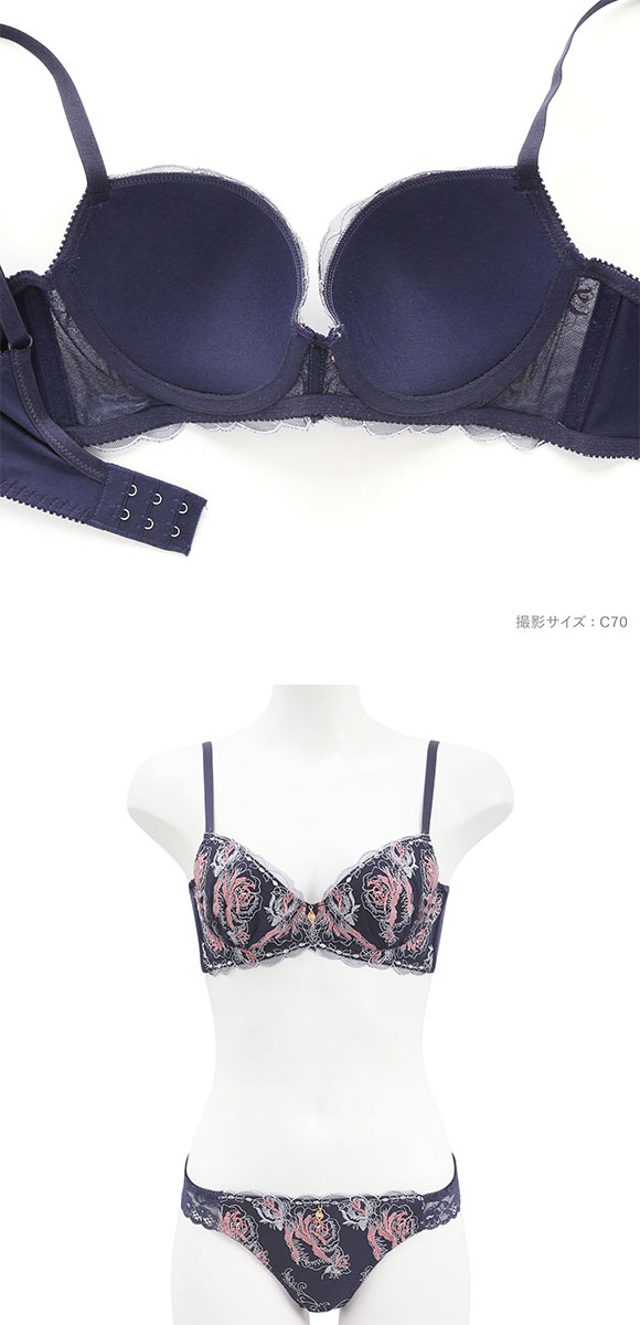 パンキュート 脇肉を谷間に変える脇高ブラ アーティスティックローズ ブラセット ABCDEF 脇寄せ ブラジャー ショーツ セット