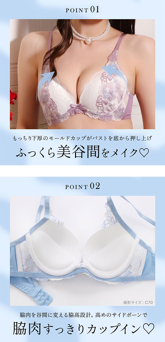 エレガント 脇肉を谷間に変える脇高ブラ サイドリフト グラジオラス ブラセット ABCDEF 大きいサイズ ブラジャー ショーツ セット 脇寄せ 育乳 Elegant