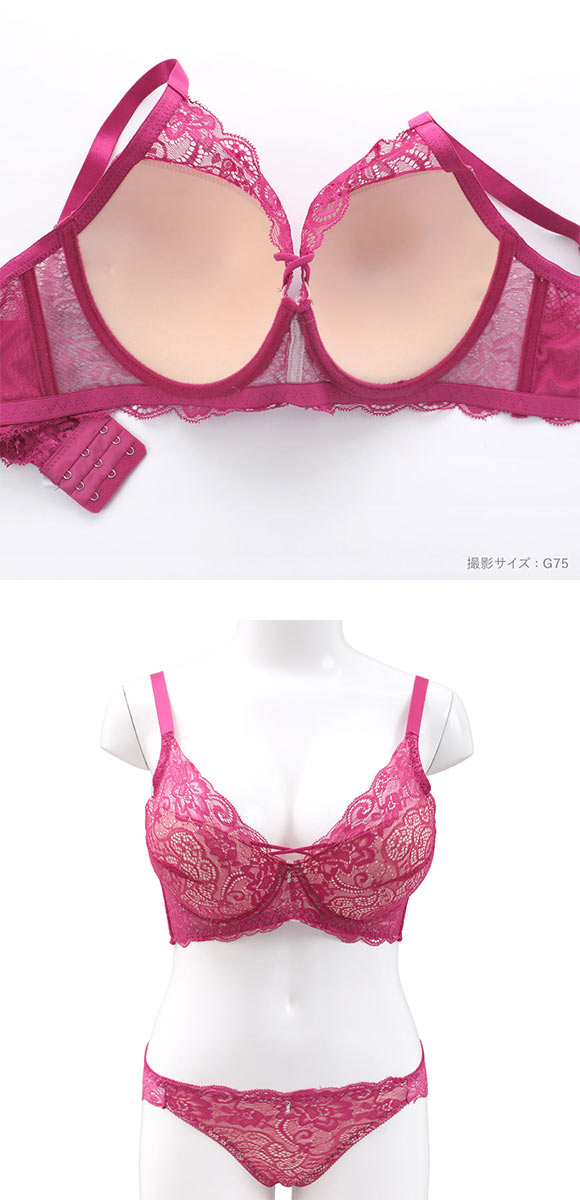 エレガント 脇肉を谷間に変える脇高ブラ プランジクロス ブラセット GHI65-95 ブラジャー ショーツ セット グラマー Elegante