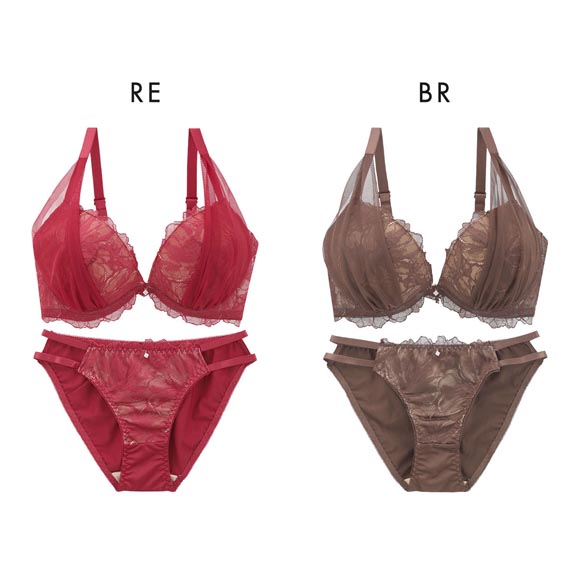 エレガント 脇肉を谷間に変える脇高ブラ サイドリフト風 ブラセット BCDEF80-95 大きいサイズ ブラジャー ショーツ セット Elegante