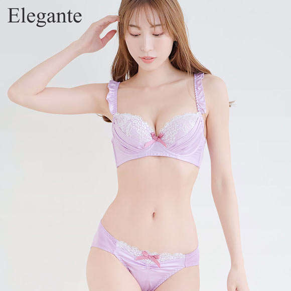 エレガント すっきりらくちんソフトワイヤー フェミニンタック ブラセット GHI65-95 グラマー ブラジャー ショーツ セット Elegant