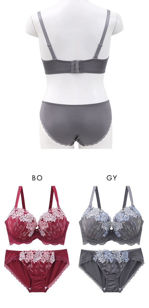 パンキュート らくちんソフトワイヤー グロッシーローズ ブラセット CDEF80-95 グラマー アンダー大きいサイズ 脇肉 谷間 美胸