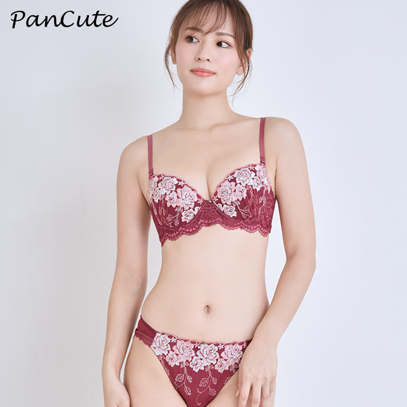 パンキュート らくちんソフトワイヤー グロッシーローズ ブラセット GHI65-95 グラマー アンダー大きいサイズ 脇肉 谷間 美胸