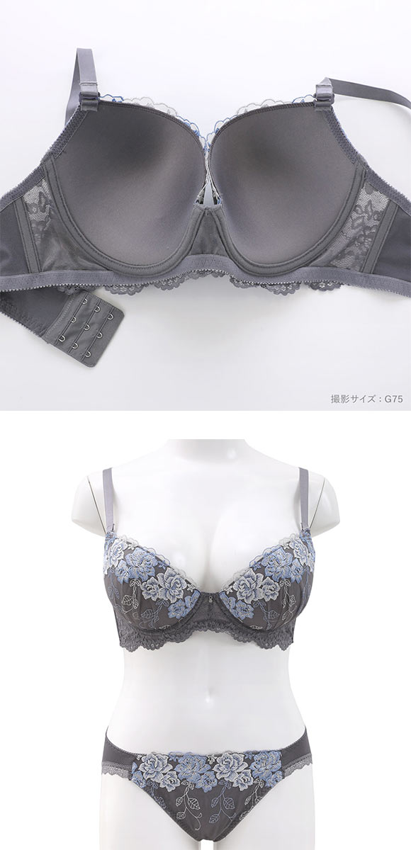 パンキュート らくちんソフトワイヤー グロッシーローズ ブラセット GHI65-95 グラマー アンダー大きいサイズ 脇肉 谷間 美胸