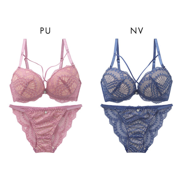 エレガント 脇肉を谷間に変える脇高ブラ クロスストリング ソフトワイヤー ブラセット ブラセット ABCDEF ブラジャー ショーツ セット 脇寄せ Elegante