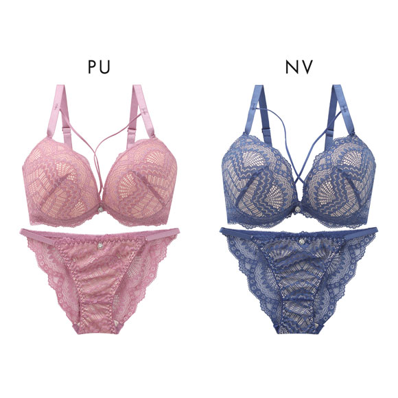 エレガント 脇肉を谷間に変える脇高ブラ クロスストリング ブラセット GHI65-95 大きいサイズ グラマー ブラジャー ショーツ セット 脇寄せ Elegante