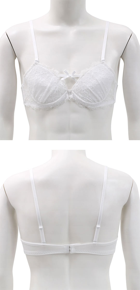 エレガント フロントリボン×アイラッシュ メンズ体型用ブラジャー メンズブラ MTF GID FTM トランスジェンダー LGBT 男ブラ Elegante