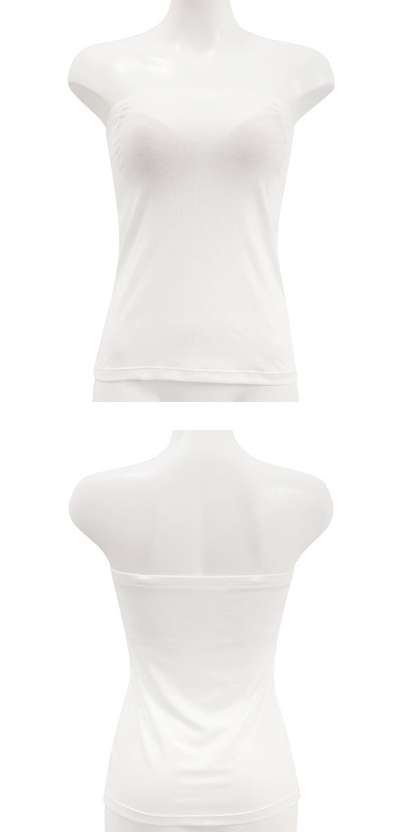 エレガント カップ付き2WAYキャミソール 綿混細リブ ベアトップ M L 2L 3L 4L 5L チューブ カップイン 大きいサイズ ブラトップ