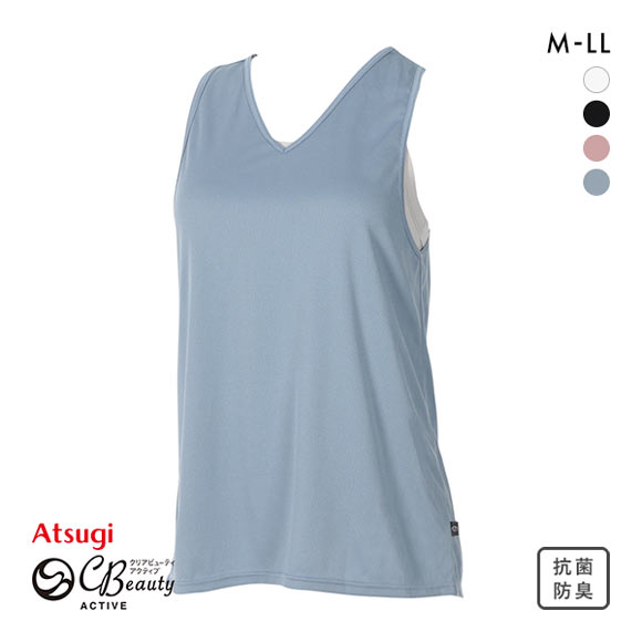アツギ ATSUGI クリアビューティ アクティブ オープンバック タンクトップ ブラ付き ヨガ