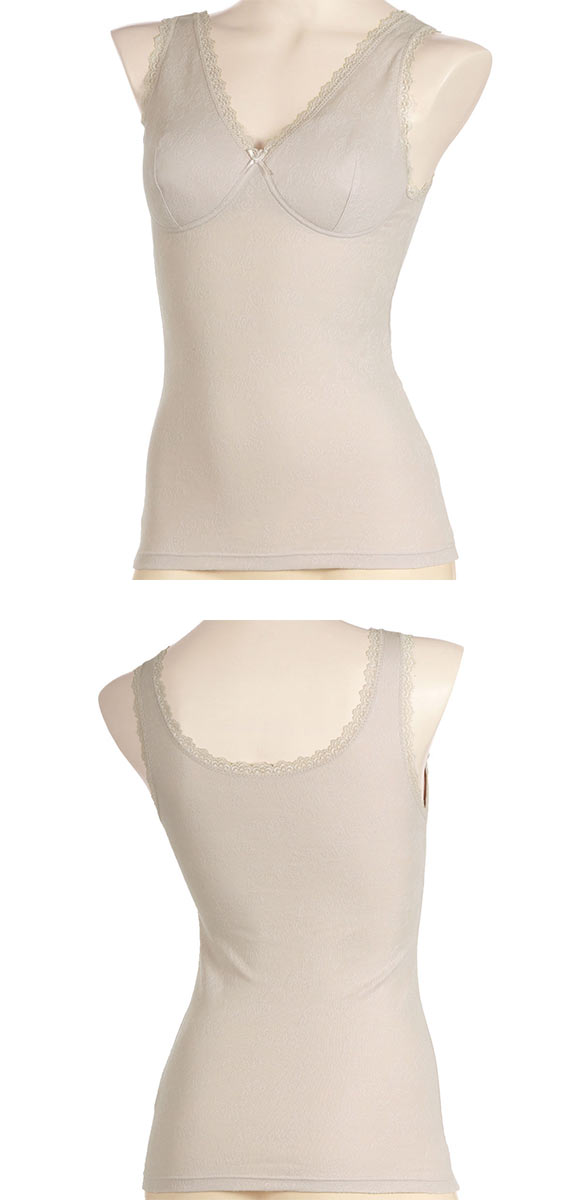 アツギ ATSUGI ラシェール カップ付き ラン型インナー 綿混 タンクトップ ブラトップ レディース