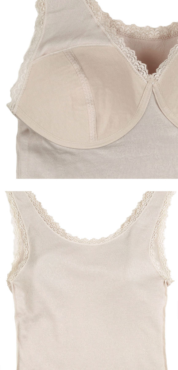 アツギ ATSUGI ラシェール カップ付き ラン型インナー 綿混 タンクトップ ブラトップ レディース