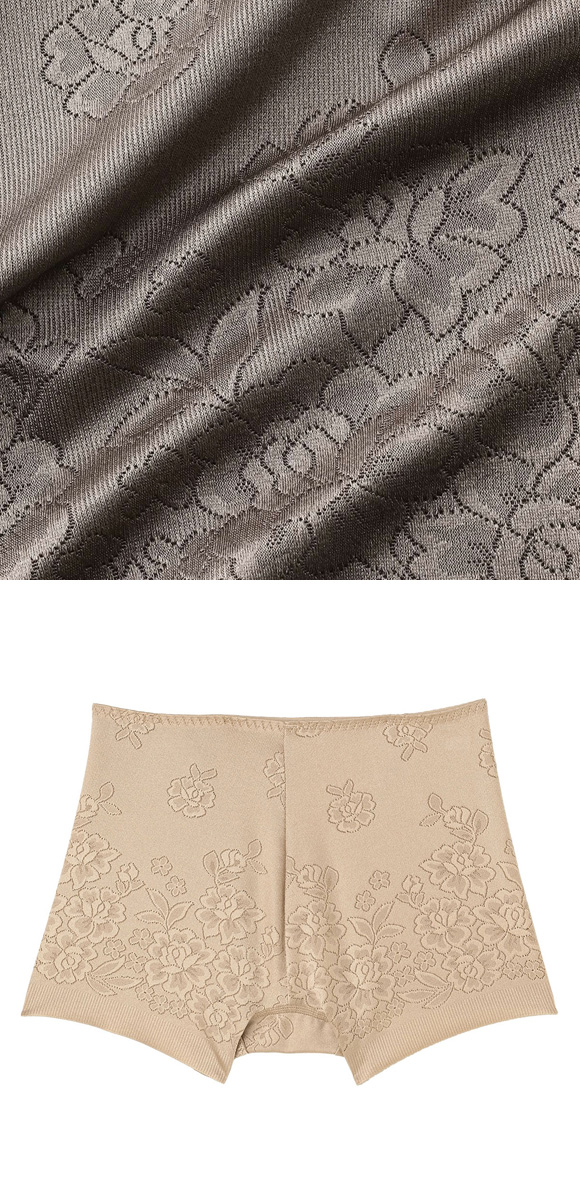 アツギ SLATTY スラッティ 花柄ジャガード ヘムショーツ お腹おさえ 1分丈 単品 ATSUGI