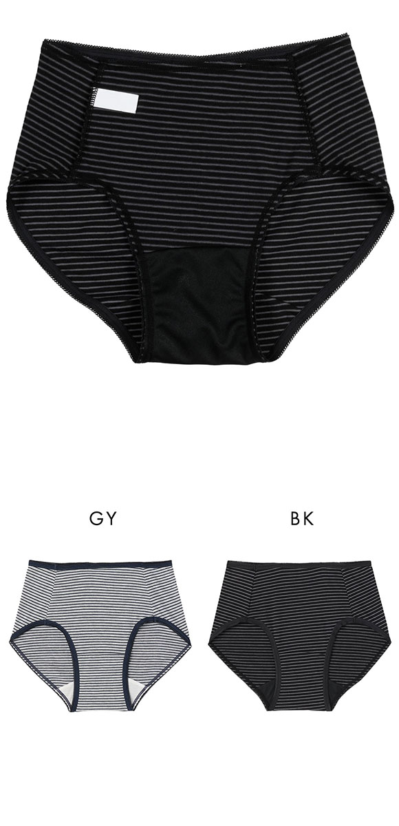 アツギ シーフリー Shefree サニタリーショーツ 綿混ボーダー ATSUGI