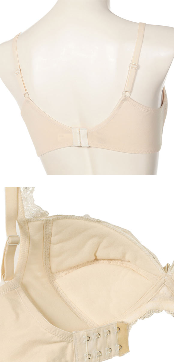 アツギ ATSUGI ラシェール ふんわりカップ ノンワイヤー ブラジャー 綿混 大きいサイズ 単品