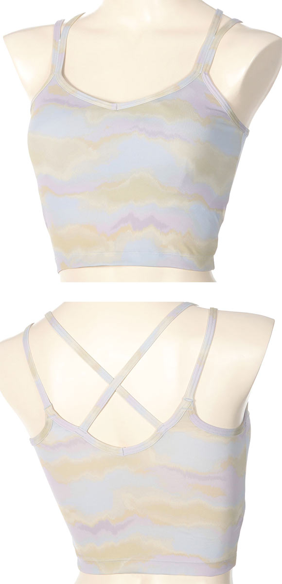 アツギ ATSUGI クリアビューティ アクティブ ヨガブラ カップ付きインナー グラデーション柄 ストレッチフィット 背中クロス