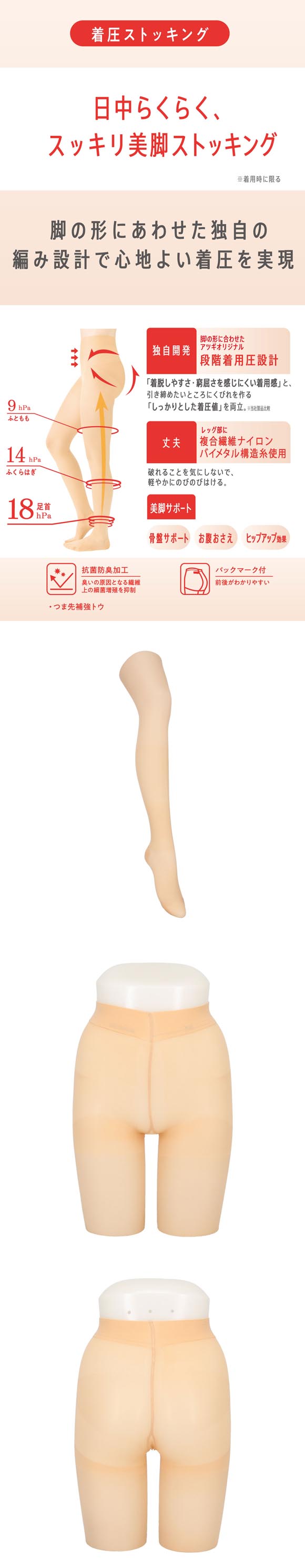 アツギメディカル 着圧ストッキング 足首18hPa Atsugi Medical