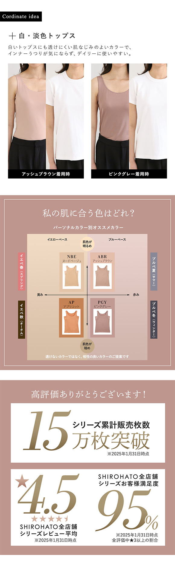 アツギ タンクトップ 脇汗 汗じみ防止 透けない STYLE BASIC ice doll×SHIROHATO コラボ レディース ATSUGI 汗取りインナー インナー