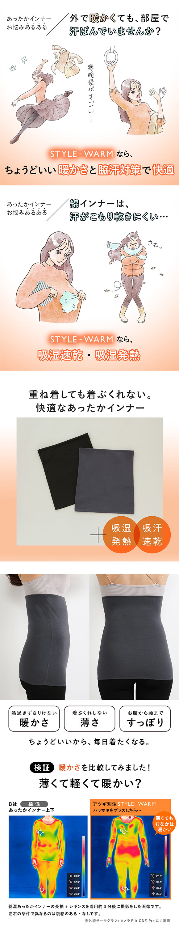 アツギ STYLE WARM はらまき 部分集中 薄い 軽い 暖かい あったか 腹巻 腹巻き SHIROHATO 別注 コラボ レディース ATSUGI