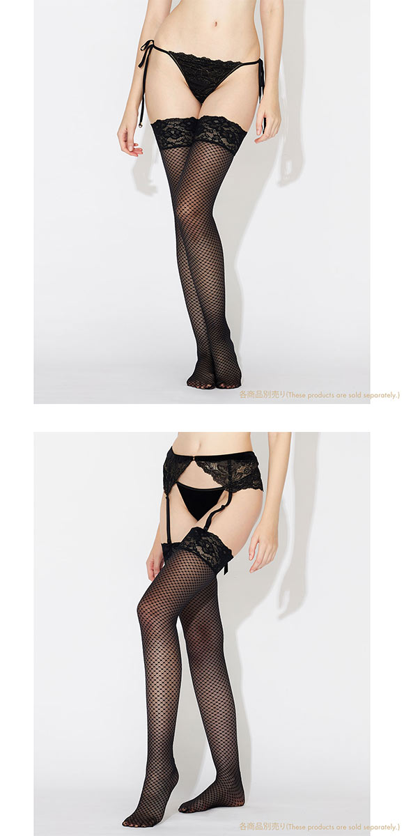 アンブラ Velvet Sin チェック柄 ガーターストッキング 網タイツ 黒 赤 セクシー ANNEBRA