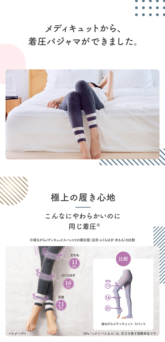 メディキュット MediQttO 寝ながらメディキュット フワッとキュッと パジャマレギンス 着圧 スパッツ ルームウェア ボトムス