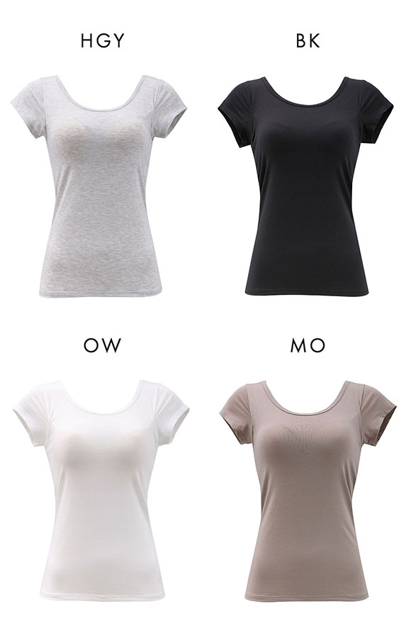 プラチナベーシック Ask Doctor カップ付き フレンチ袖シャツ レディース インナー 綿混 ストレッチ