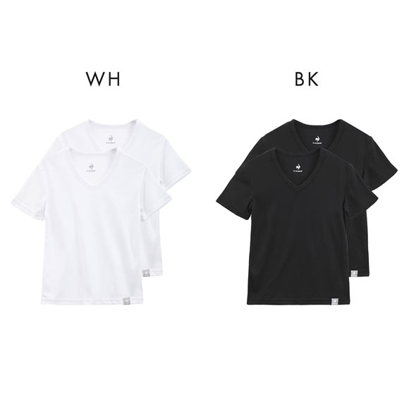 ルコックスポルティフ ボーイズ 裏ハニカムメッシュ Vネック 半袖 Tシャツ 2枚組 男児 キッズ ジュニア インナー le coq sportif