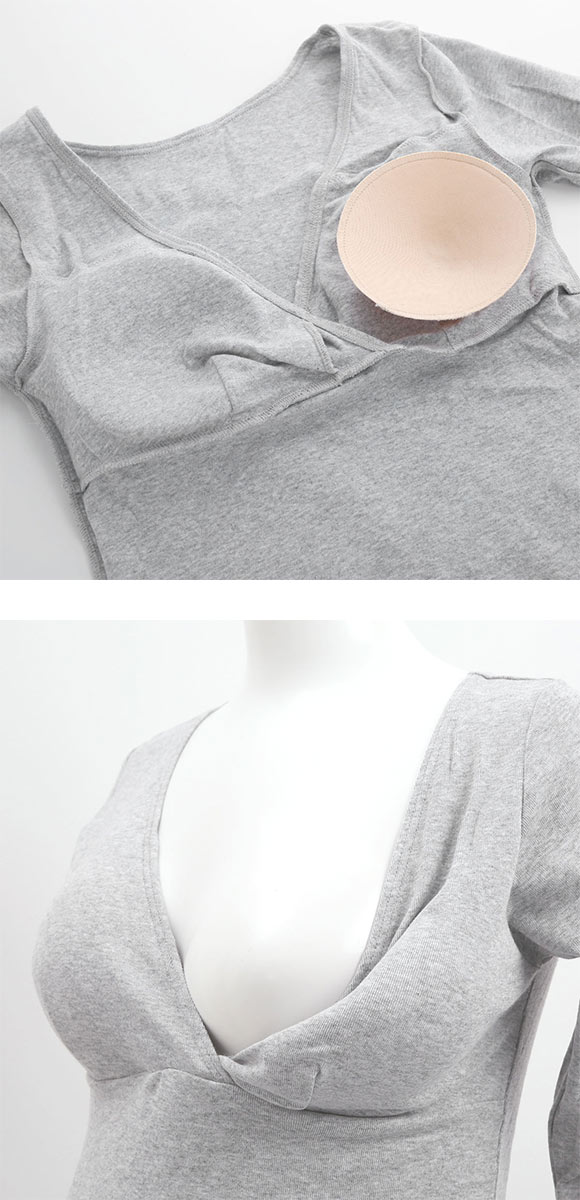 犬印 INUJIRUSHI 肌にやさしいオーガニックコットン 8分袖インナー 産前-授乳期 綿100％ マタニティ カップ付き ML